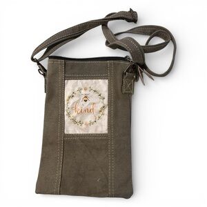 Vintage Addiction "Bee Kind" Military Tent Canvas Crossbody Bag Recycled Eco